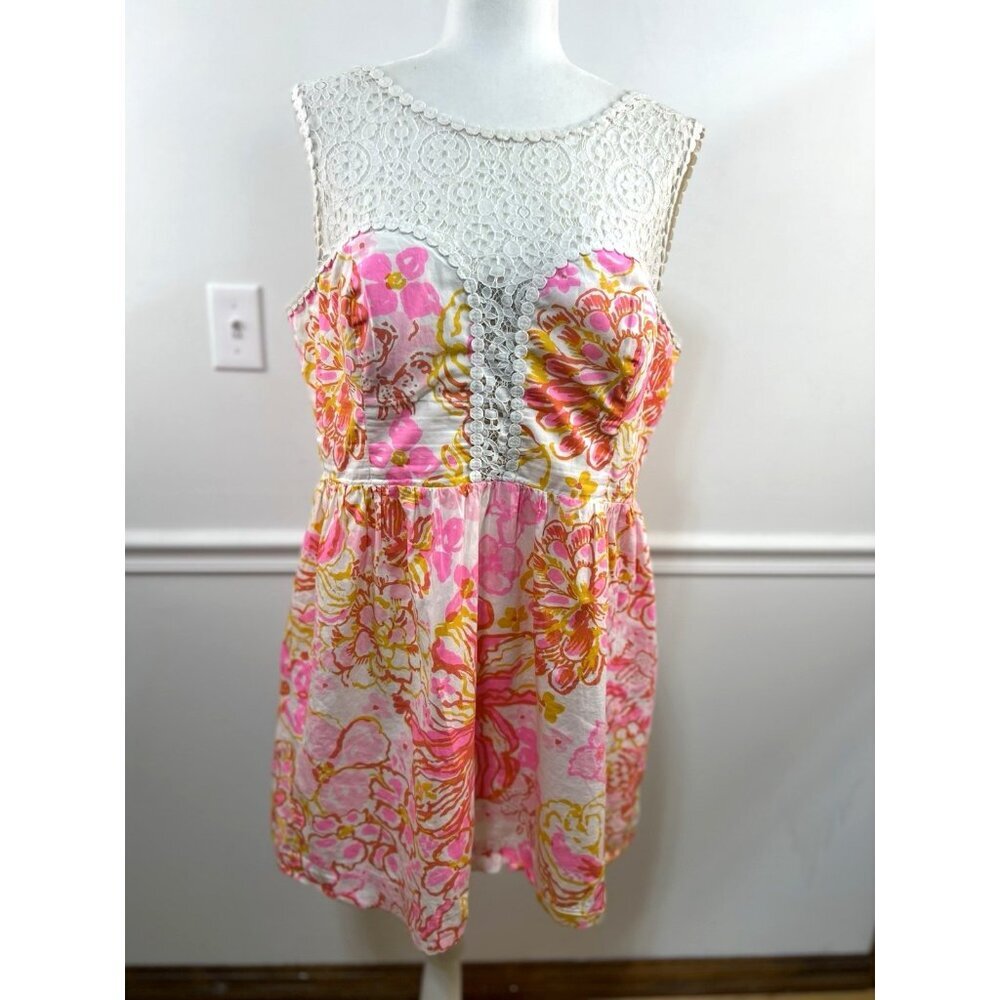 Lilly Pulitzer Raegan Fit & Flare Dress Floral Happiness Is Preppy Size 16